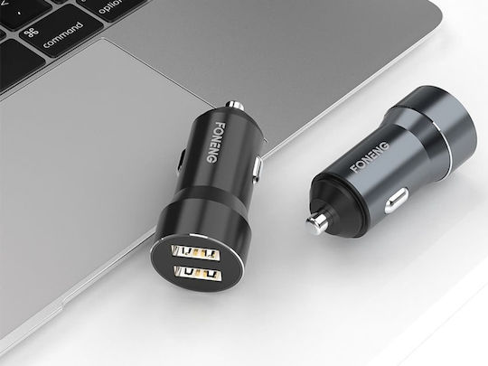 Foneng C08 Car Charger 2.4A with Ports: 2xUSB Black Color