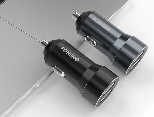 Foneng C08 Car Charger 2.4A with Ports: 2xUSB Black Color