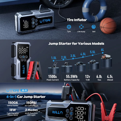 Utrai JS-9 Tragbar Auto-Starthilfe 8000mAh mit Power Bank,Powerbank / USB / Pumpe