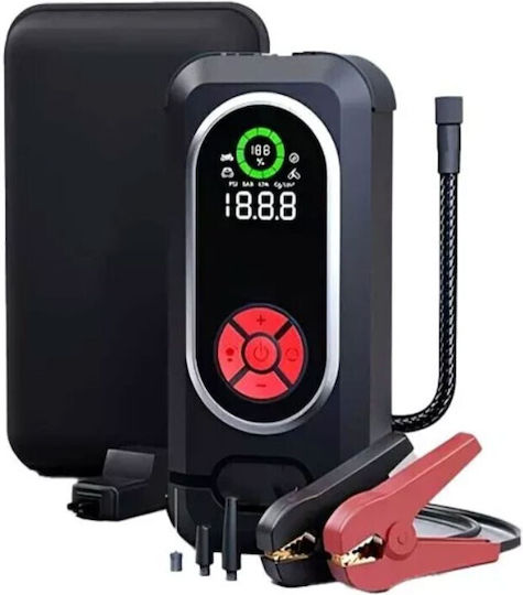 Portable Car Battery Starter with Power Bank USB Pump Flashlight 12V