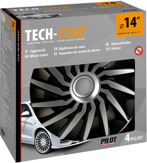 Lampa Tokyo Silver Black 14'' Tech-One Black Silver Iron Car Rims ABS Set 4 Pcs L3146.1