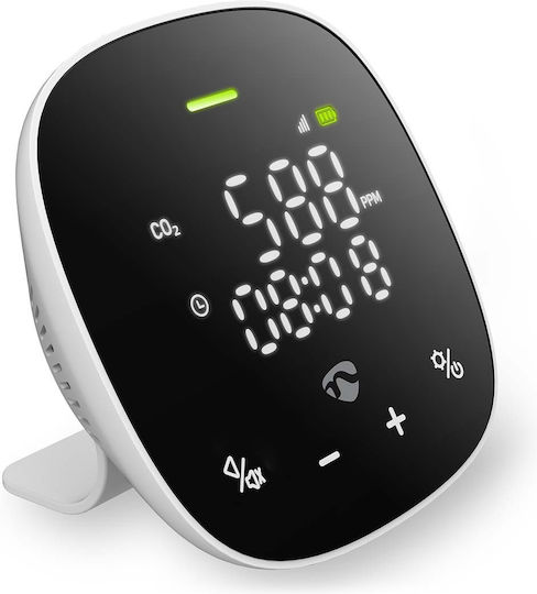 Nedis Wi-fi Air Quality Carbon Dioxide Sensor Led Display White Black