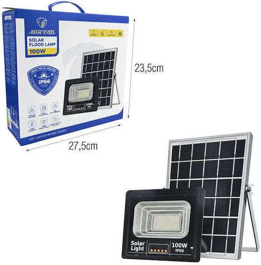 Jortan Wasserdicht Solar LED Flutlicht 100W Kaltweiß 6500K mit Fernbedienung IP66