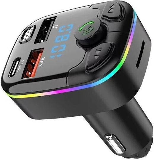 Transmițător FM Auto cu Bluetooth / MicroSD / Type-C / USB