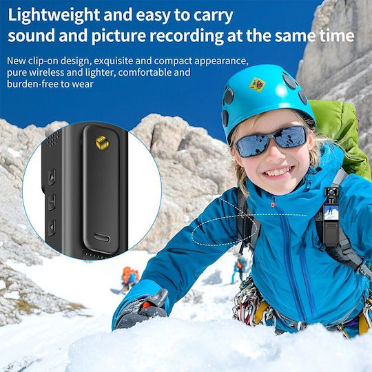 Cameră Video 4K Ultra HD Likesmart Bodycam Flash LED Ecran 1.3" Unghi de Filmare 140° Rotație 180° WiFi Baterie 1500mAh USB Type-C