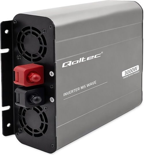 Qoltec Μετατροπέας Τάσης Ms Wave 12v 230v 1500/3000w Usb Συμβατός Lifepo4 Gel Agm