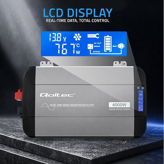 Qoltec Inverter Αυτοκινήτου Καθαρού Ημιτόνου 5000W για Μετατροπή 12V DC σε 230V AC