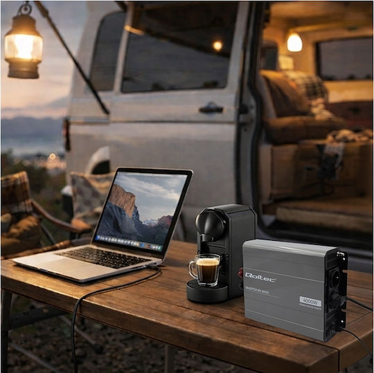 Qoltec Μετατροπέας Τάσης Ms Wave 12v 230v 2000w/4000w Usb Συμβατός Lifepo4 Gel Agm