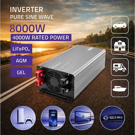 Qoltec Inverter Αυτοκινήτου Καθαρού Ημιτόνου 2500W για Μετατροπή 12V DC σε 230V AC