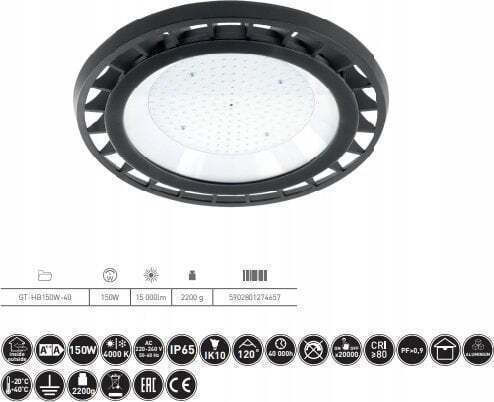 G-tech Type High Bay 150w 15000lm Ac220-240v 50-60hz Ip65 Ra80 Pf0 9 4000k