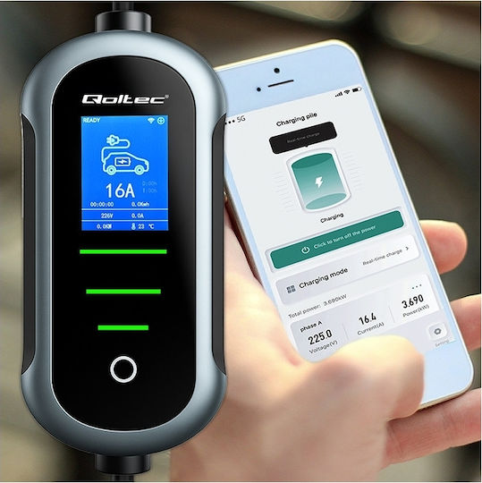 Qoltec Φορητός Σταθμός Φόρτισης 11kW με Ενσωματωμένο Καλώδιο Type 2