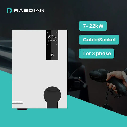 Raedian Wall Mounted Three-Phase Charging Station 22kW with Built-in Type 2 Cable
