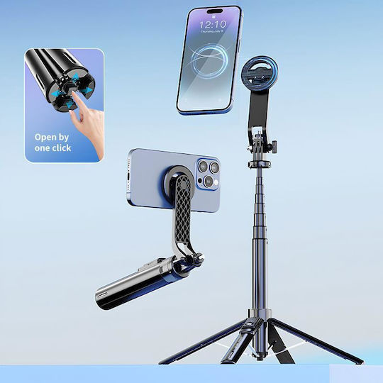 Blavec P-06 Selfie-Stick Handy-Stative mit Aufhelllicht Schwarz
