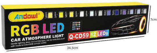 Andowl RGB LED Atmospheric Car Lighting 12 LED Q-CD59 RGB LED Car Atmosphere Light