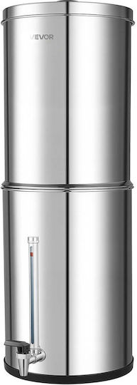 Vevor Water Filtration System Gravity Feed Countertop Water Filtration System Stainless Steel 12.3L 304 Reduces Lead Up To 99% Chlorine 2 Carbon Filters Water Level Faucet Camping At Home