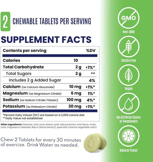 SaltStick Fast Chews Lemon Lime 10 chewable tabs