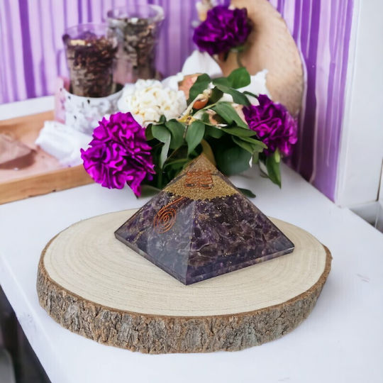 Arya Amethyst Crystal Orgone Pyramid Copper Spiral Quartz Tip