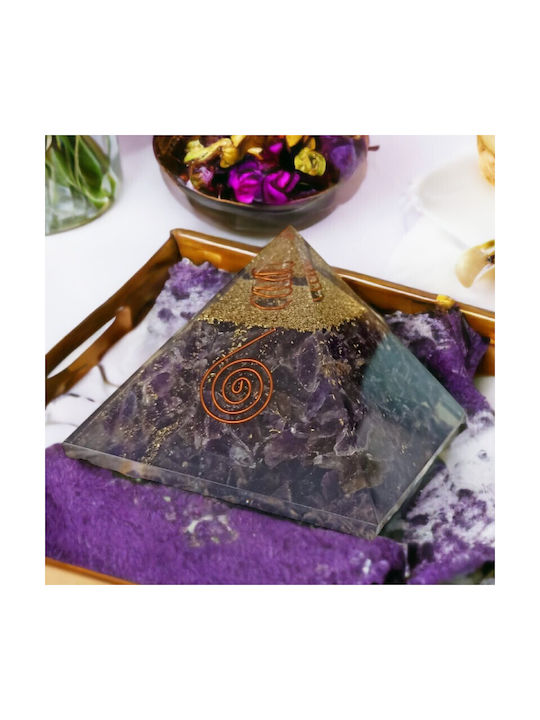 Arya Amethyst Crystal Orgone Pyramid Copper Spiral Quartz Tip