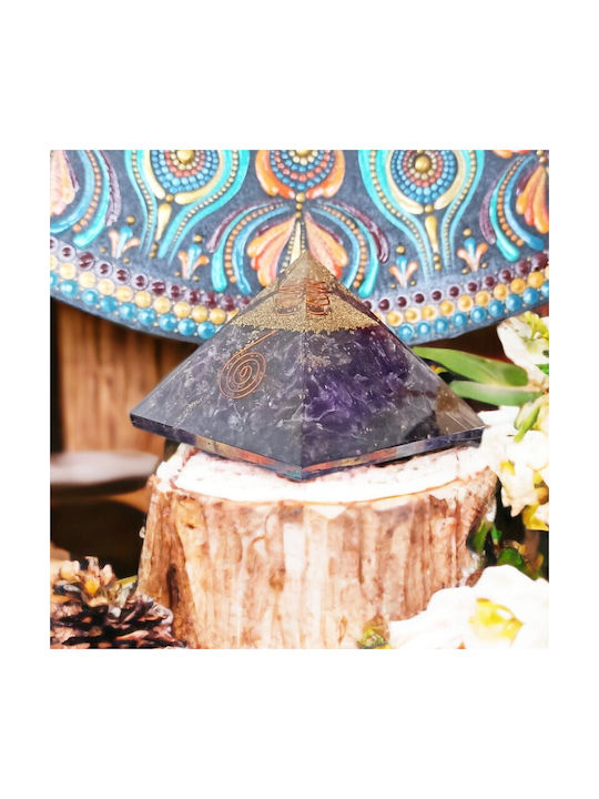 Arya Amethyst Crystal Orgone Pyramid Copper Spiral Quartz Tip