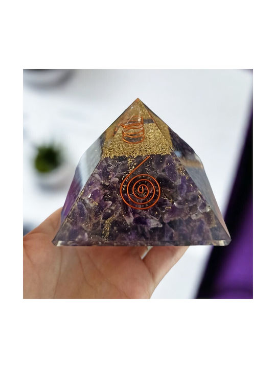 Arya Amethyst Crystal Orgone Pyramid Copper Spiral Quartz Tip
