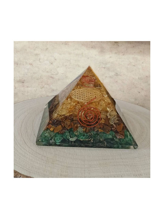 Piramida Mohan Orgone Aventurin Ochi De Tigru Citrin Cristale Simbol Floarea Vieții Spirală De Cupru