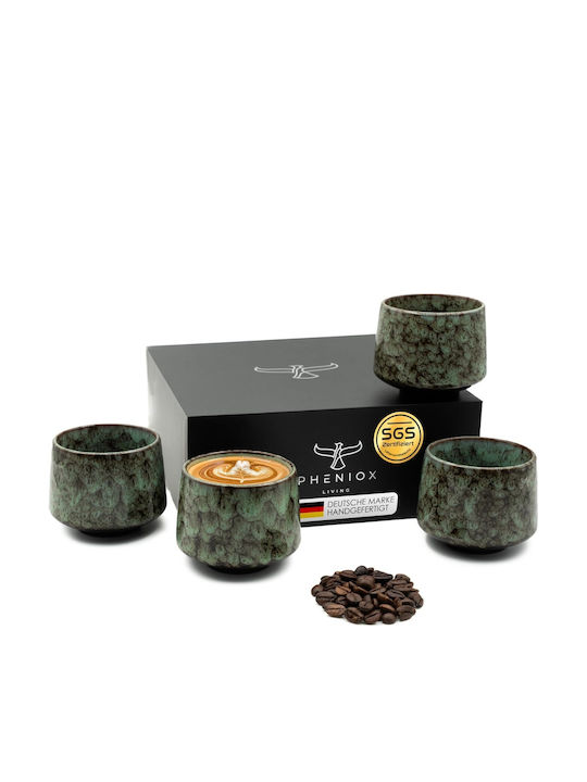 Set Cesti Cappuccino Ceramice Verzi 180ml 4 Bucăți