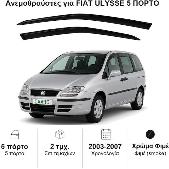 Heko Set of Windbreakers Front Car Dark Fime for Fiat Ulysse 2pcs