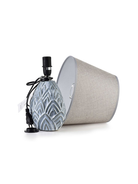 Mondex Wooden Table Lamp with Blue Shade and Base