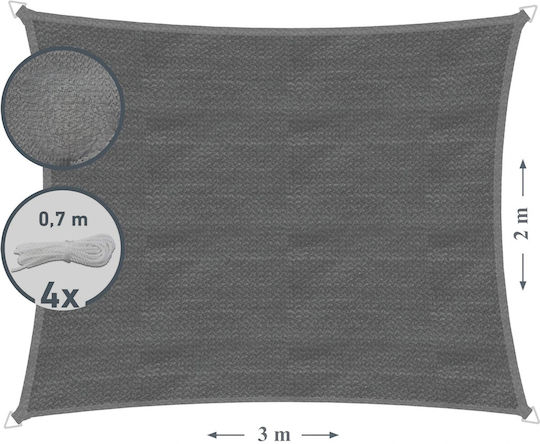 Rechteckiges Netz- und Schattengewebe Grau 2x3m 160gr/m²