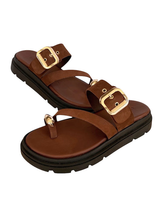 Leather Women's Flat Sandals Flatforms White