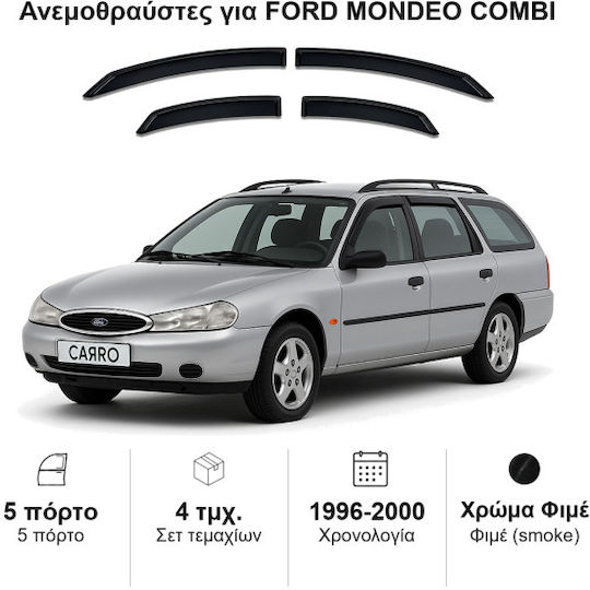 Heko Set of Windbreakers Front and Rear Car Dark Fime for Ford Mondeo 4pcs
