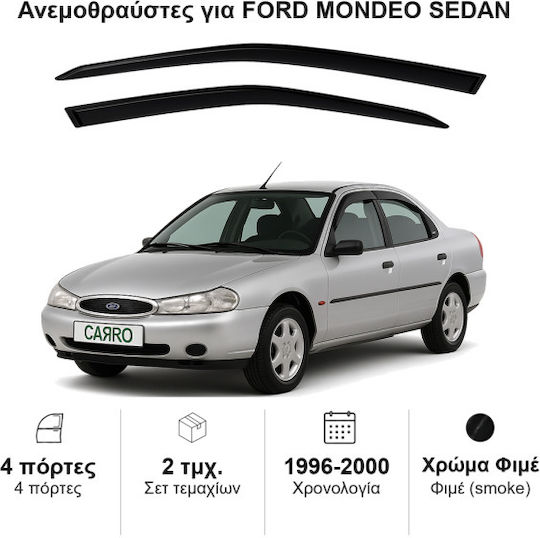 Heko Σετ Ανεμοθραύστες Αυτοκινήτου Μπροστινοί Σκούρο Φιμέ για Ford Mondeo 2τμχ