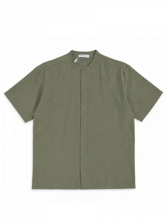 Short Sleeve Linen Shirt Khaki