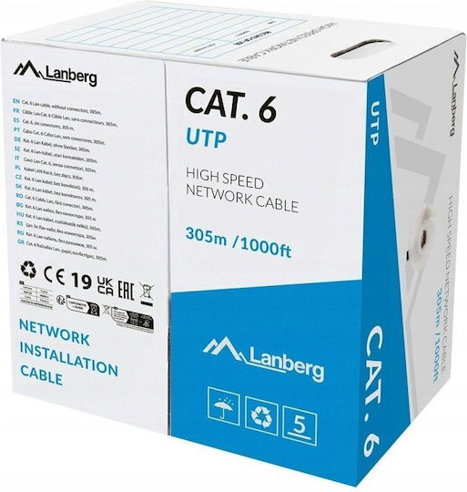 Lanberg U/UTP Cat.6 (Gigabit) Network Cable Ethernet 305m Gray