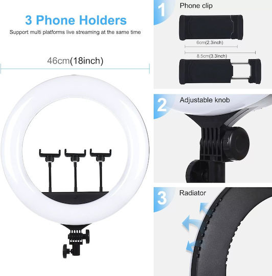 Ring Ring Light 46cm and Mobile Phone Holder