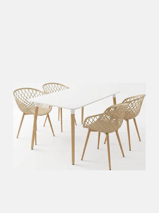 Natali Esszimmermöbel-Set mit 4 Stücken 120x80cm