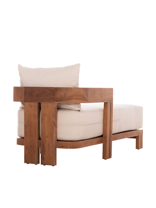 Hölzene Garten- und Pool-Liegestuhl Kioto mit Beige Kissen 165x70x64cm