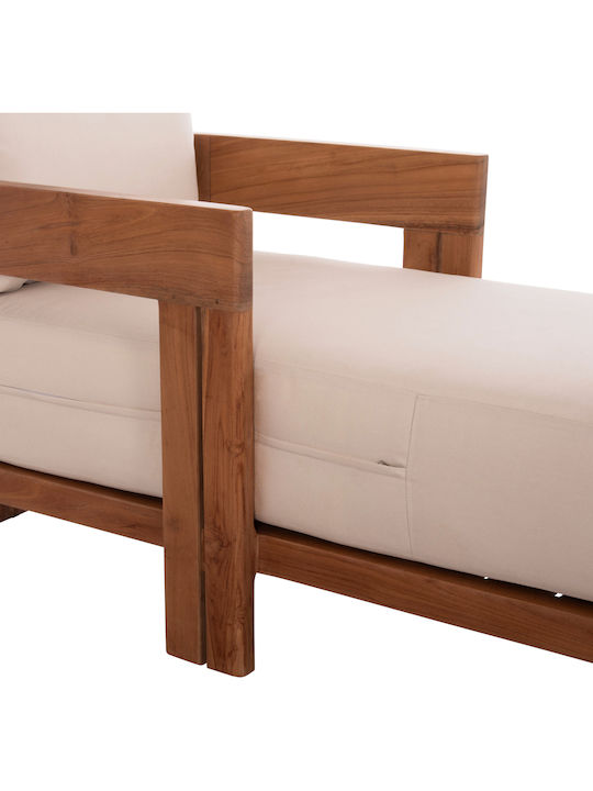 Hölzene Garten- und Pool-Liegestuhl Kioto mit Beige Kissen 165x70x64cm