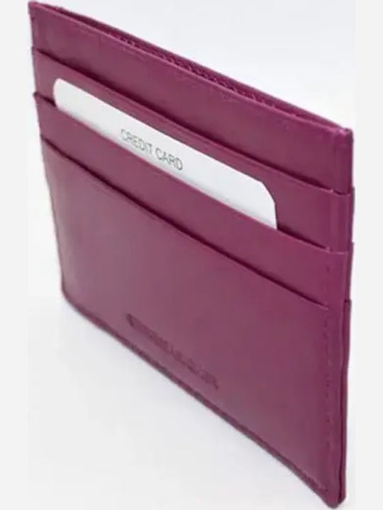Leather Men's Card Wallet Purple