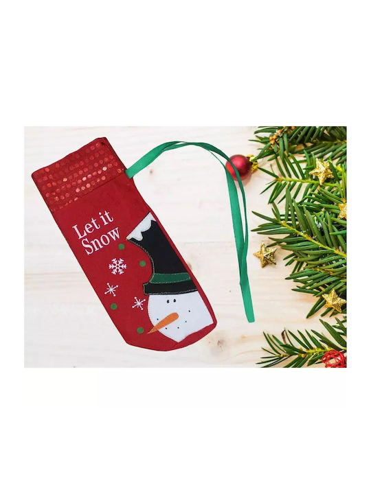Verk Group Weihnachtliche Flasche Stoff Schneemänner 30x13cm