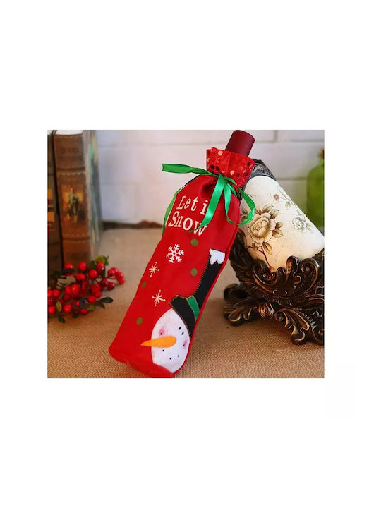 Verk Group Weihnachtliche Flasche Stoff Schneemänner 30x13cm