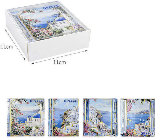 Plastic Coasters with Blue Stand 4 Pieces
