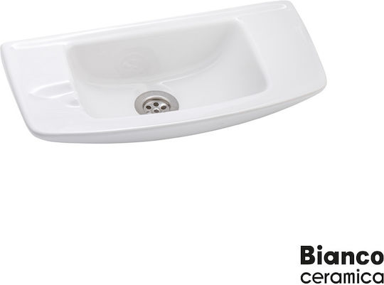Bianco Ceramica Einbau Badezimmerwaschbecken aus Porzellan 44x20cm Weiß