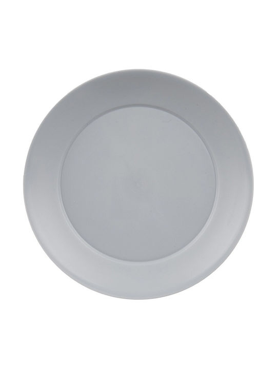 Orion Sandy Shallow Plastic Grey Serving Plate with Diameter 23.5cm 6 Pieces