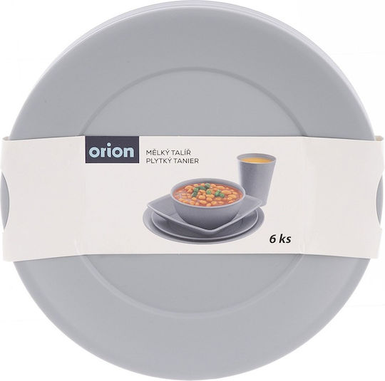 Orion Sandy Πιάτο Ρηχό Πλαστικό Γκρι με Διάμετρο 23.5cm 6τμχ