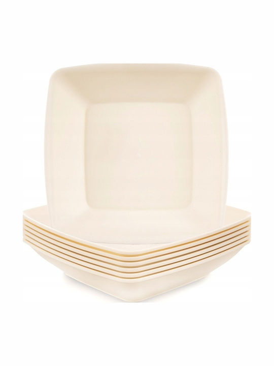 Vilde Sandy Beige Plastic Deep Plate with Diameter 17.5cm 6 Pieces