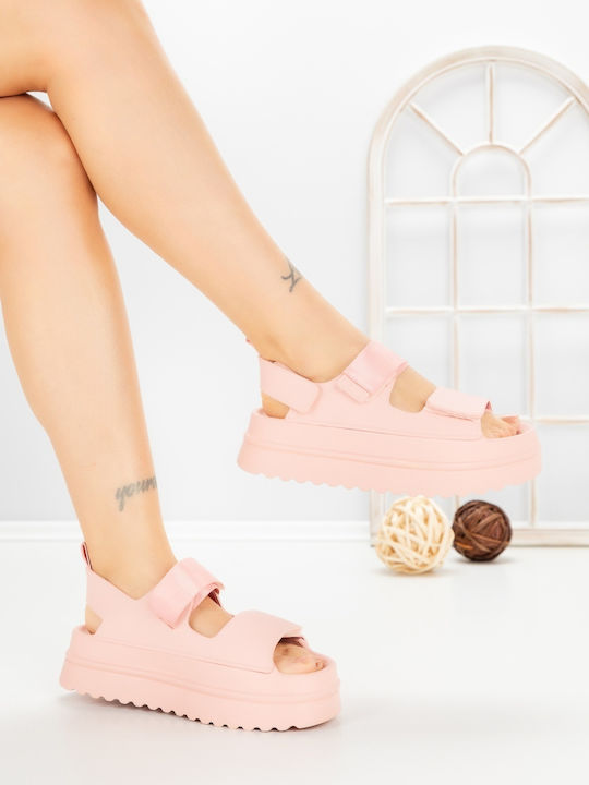 Sandale Casual Damă Flatforme Roz