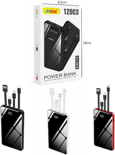 Andowl Q-DC110 Power Bank 12000mAh with USB-A Port White