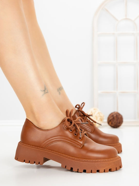 Leder Damen Oxfords in Braun Farbe