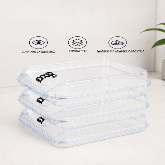Storage Box Boots Transparent Stackable Ventilated Plastic Organizer Wardrobe Shoe Storage Travel Dust & Odor Protection 37 X 30 X 14 Cm